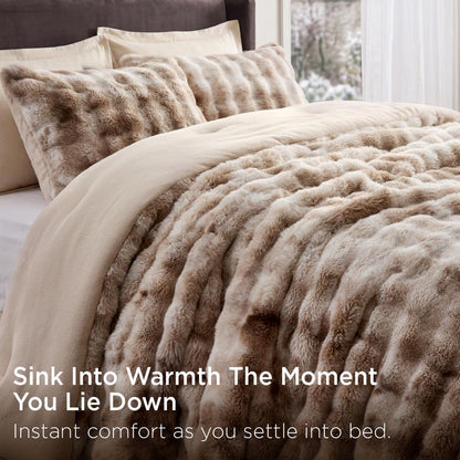 Deluxe Rabbit Fur Bubble Comforter Set