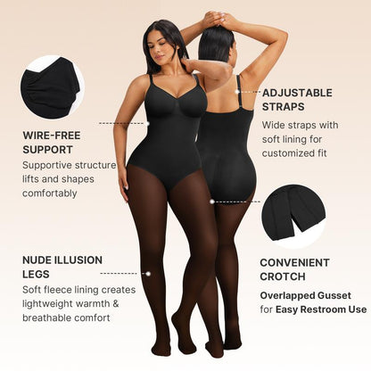 Fleece Lined Tights Bodysuit